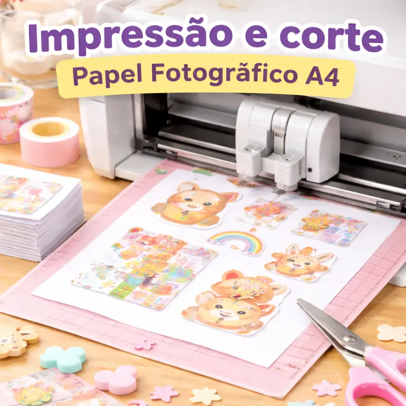 Impressão e corte papel fotografico a4