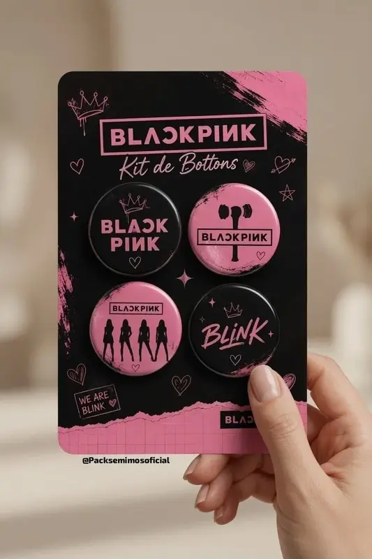 Kit bottons black pink
