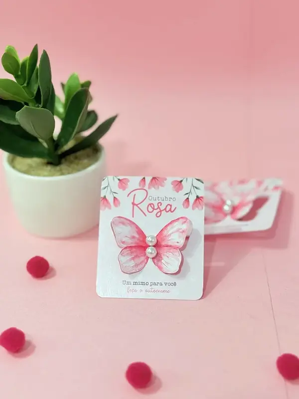 BRINCO BORBOLETA OUTUBRO ROSA