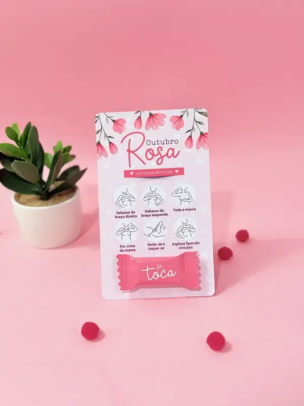 CARTÃO COM BALINHA OUTUBRO ROSA